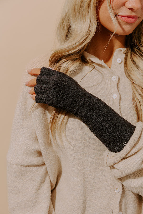 Barefoot Dreams CozyChic Lite Fingerless Gloves in Black Image - 1