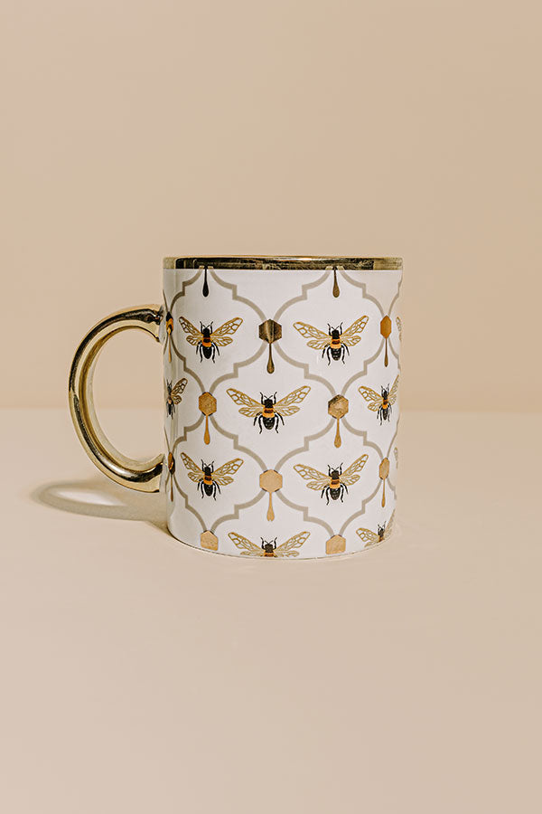 Happy Bees Gold Trim Mug Image - 1