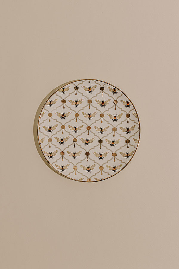 Happy Bees Gold Trim Plate Image - 1