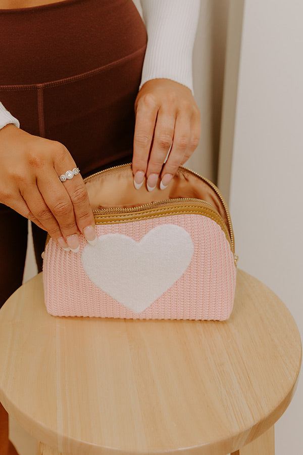 Shiraleah Heart Knit Cosmetic Pouch Image - 3