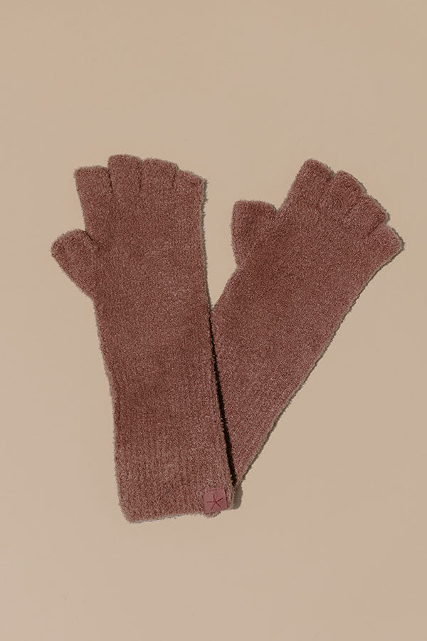 Barefoot Dreams CozyChic Lite Fingerless Gloves in Teaberry Image - 1