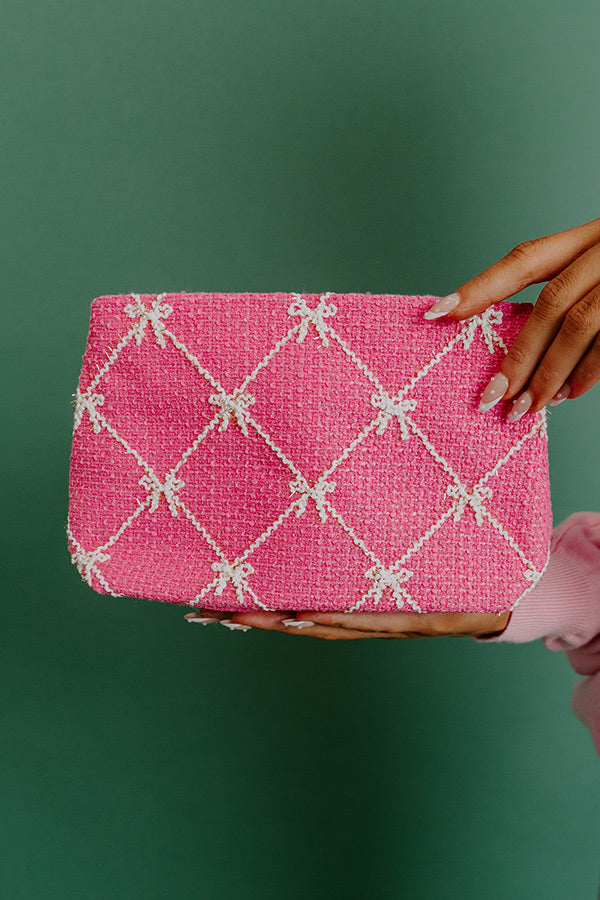 Shiraleah Tinsel Bow Cosmetic Pouch in Pink Image - 2