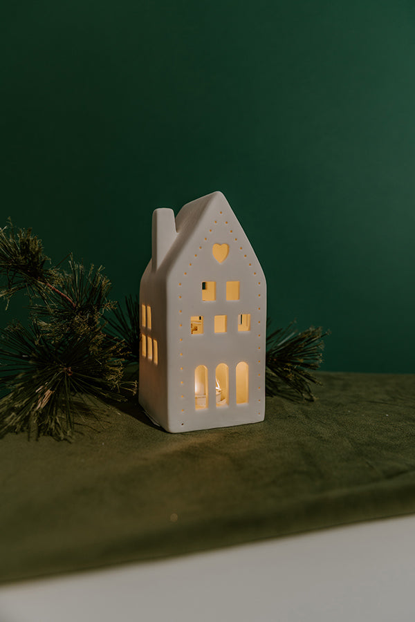 Home For The Holidays Ceramic Light-Up House in Medium Image - 1