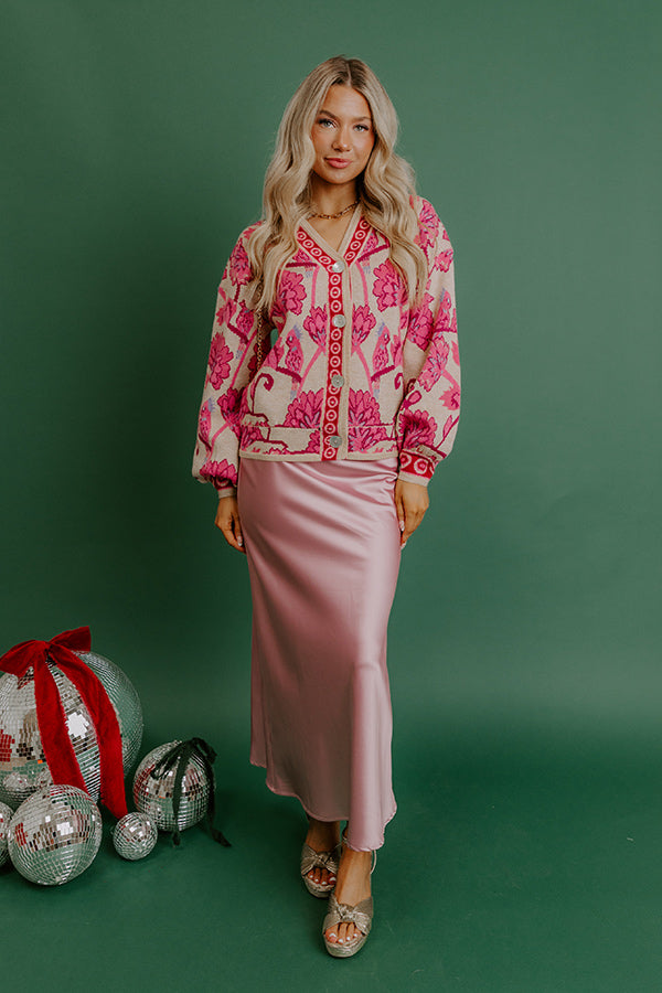 Petals And Pinot Floral Knit Cardigan in Pink Image - 2