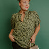 Holiday Party Jacquard Top in Olive Curves Image - 1