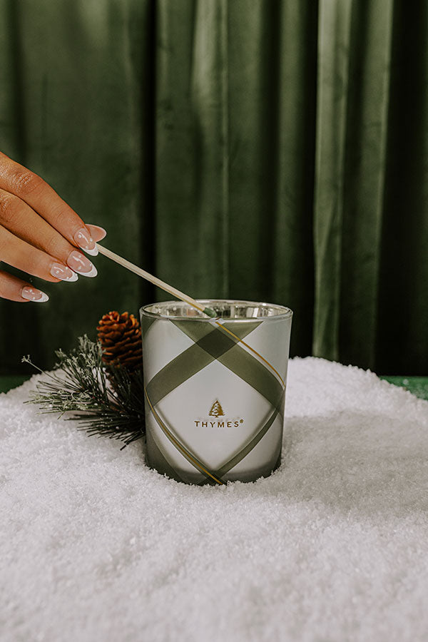 Thymes Frasier Fir Frosted Plaid Medium Candle Image - 1