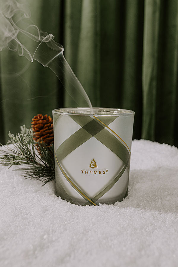Thymes Frasier Fir Frosted Plaid Medium Candle Image - 2