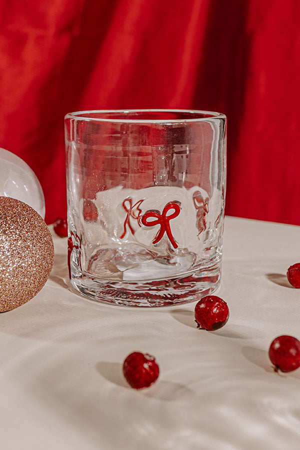 Slant Collections Handblown Icon Short Glass With Red Bows Image - 1