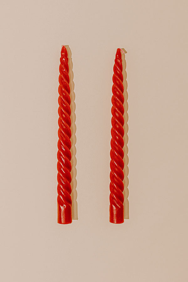 Twist and Shout Taper Candles Set in Red Image - 1