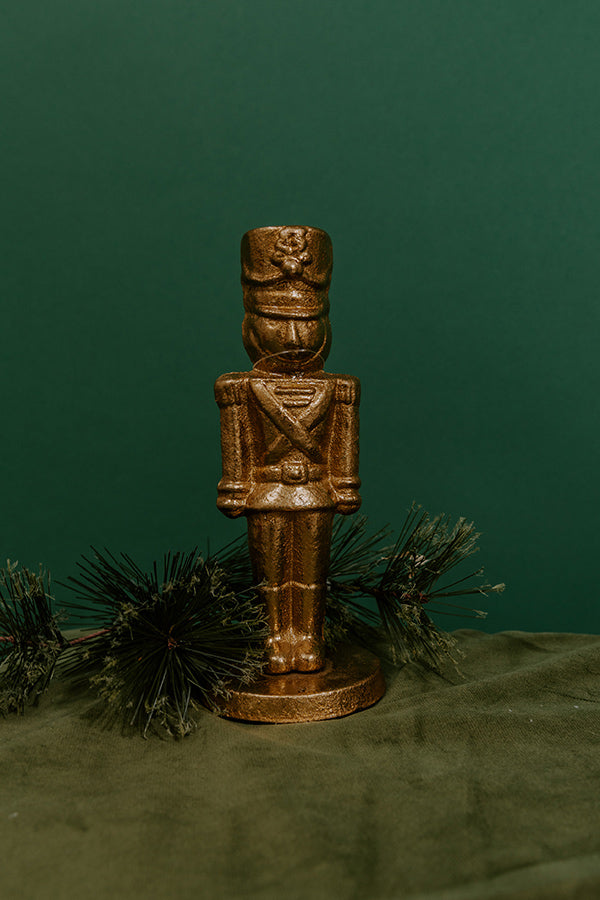 Nutcrackers March Gold 7 inch Candlestick Holder Image - 1
