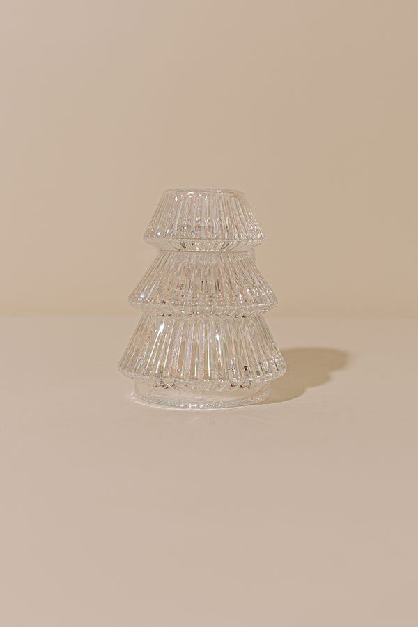 Oh Christmas Tree Glass Candle Holder in Clear Iridescent Image - 2