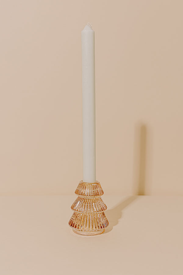 Oh Christmas Tree Glass Candle Holder in Champagne Image - 1