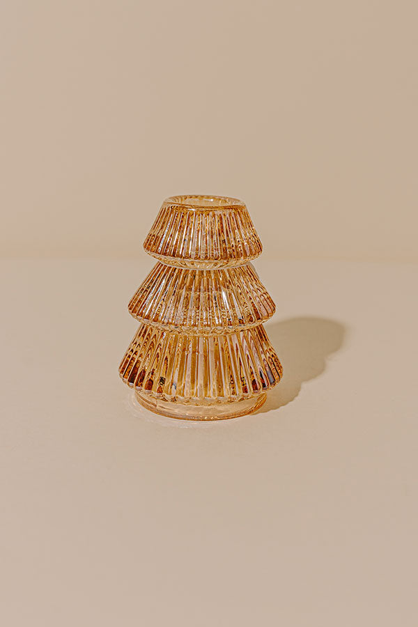 Oh Christmas Tree Glass Candle Holder in Champagne Image - 2