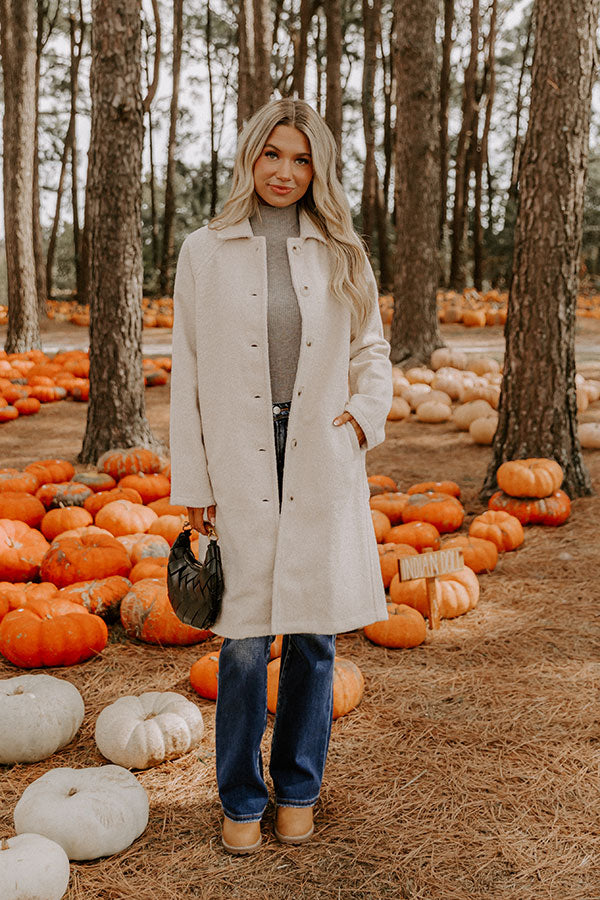 Madison Avenue Muse Boucle Button Down Coat in Light Oatmeal Image 2