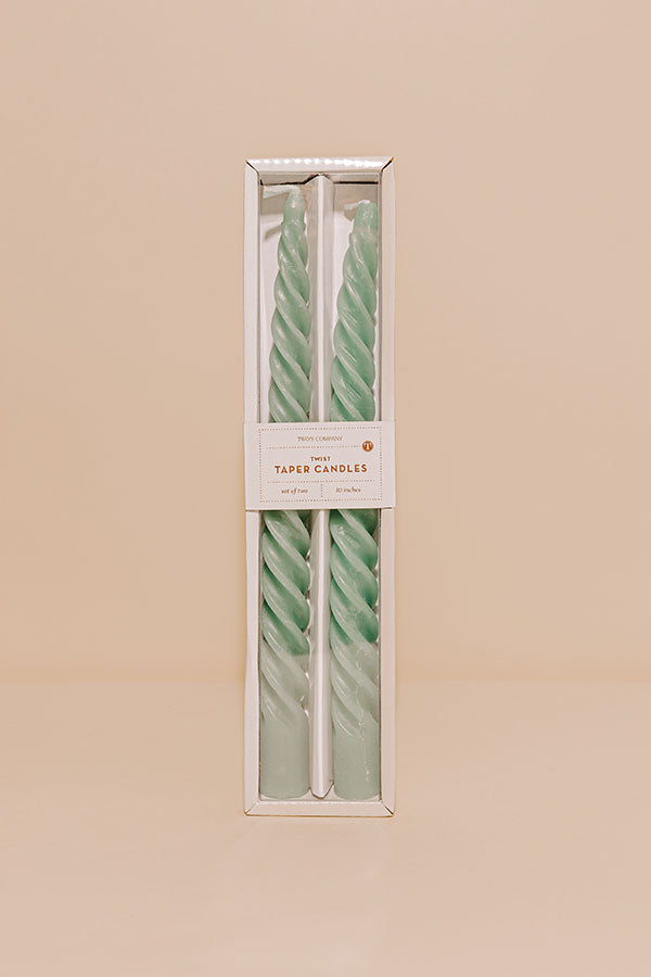 Twist and Shout Taper Candles Set in Sage Image - 2