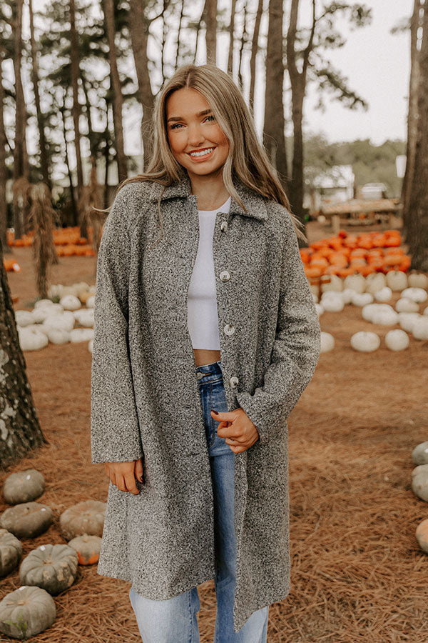 Madison Avenue Muse Boucle Button Down Coat in Grey Image 3