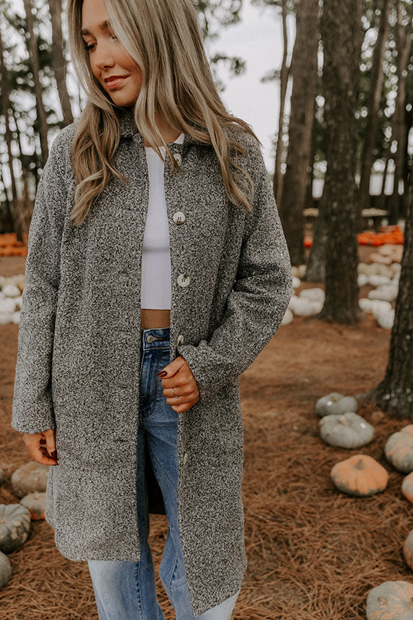 Madison Avenue Muse Boucle Button Down Coat in Grey Image 1