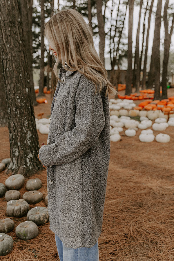 Madison Avenue Muse Boucle Button Down Coat in Grey Image 5