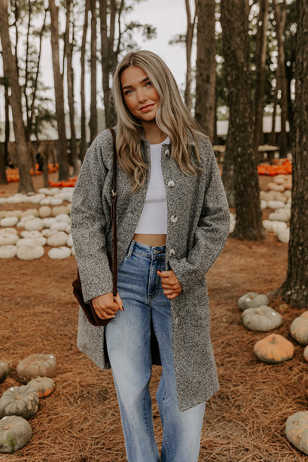 Madison Avenue Muse Boucle Button Down Coat in Grey Image 4