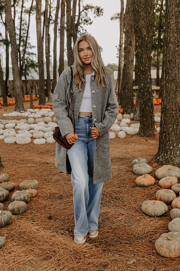 Madison Avenue Muse Boucle Button Down Coat in Grey Image 2