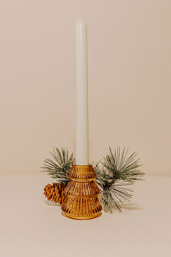 Oh Christmas Tree Glass Candle Holder in Amber Image - 1