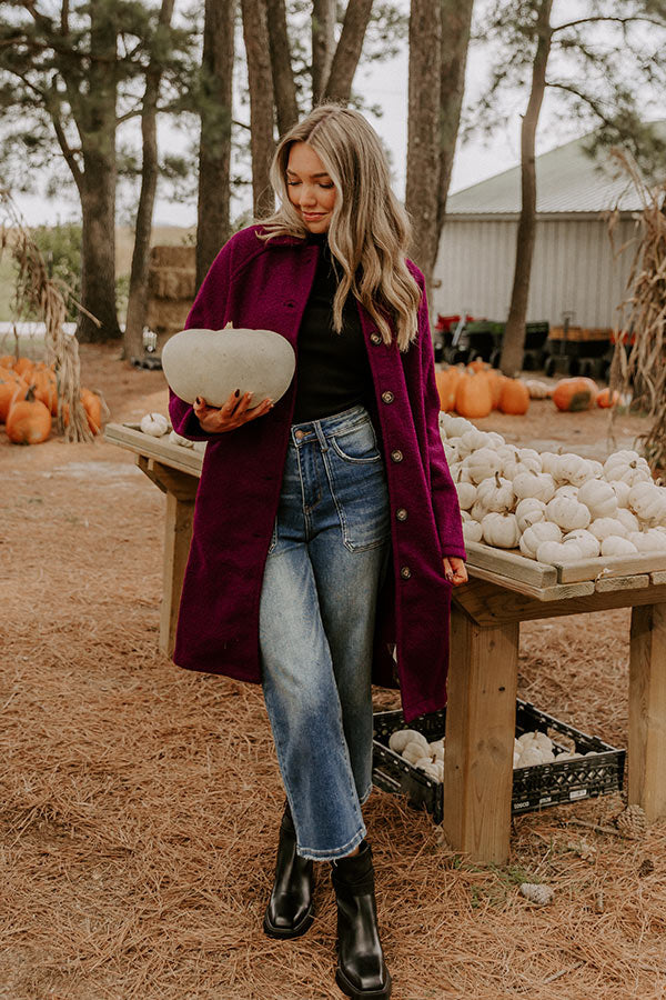 Madison Avenue Muse Boucle Button Down Coat in Windsor Wine Image 1