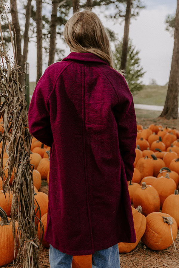 Madison Avenue Muse Boucle Button Down Coat in Windsor Wine Image 5