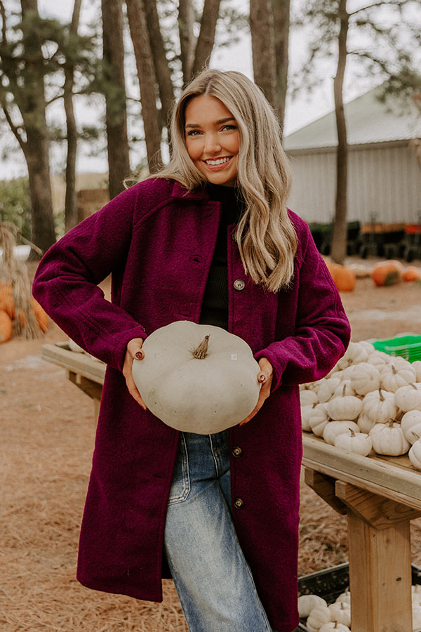 Madison Avenue Muse Boucle Button Down Coat in Windsor Wine Image 2