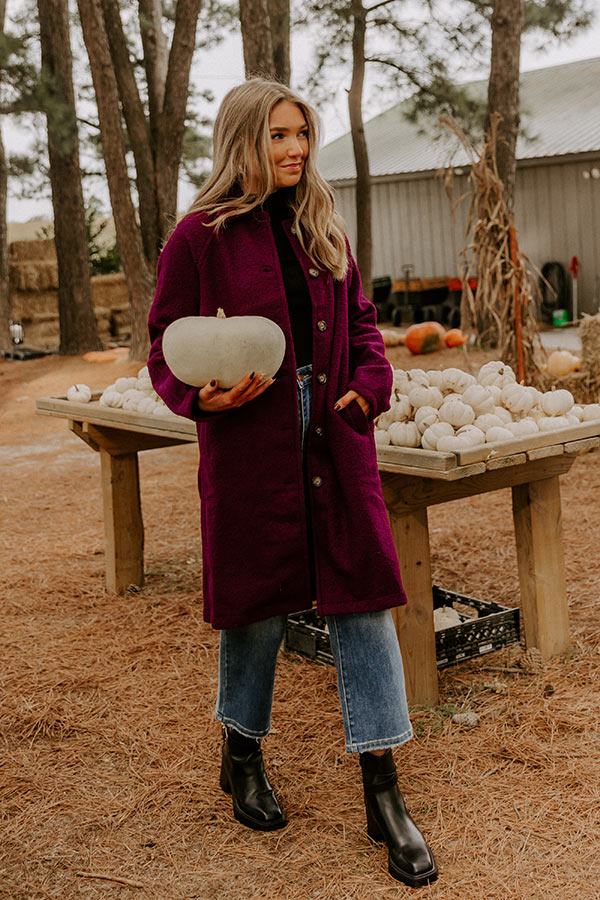 Madison Avenue Muse Boucle Button Down Coat in Windsor Wine Image 3