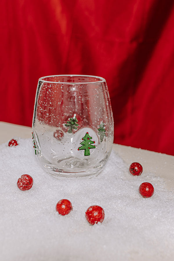 Icon Bubble Wine Glass with Christmas Trees Image - 1
