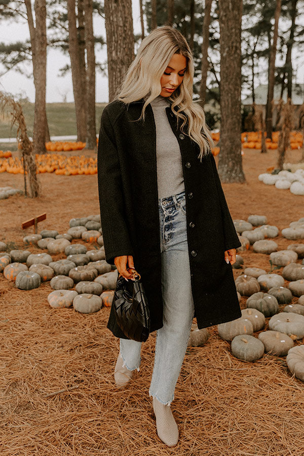 Madison Avenue Muse Boucle Button Down Coat in Black Image 1