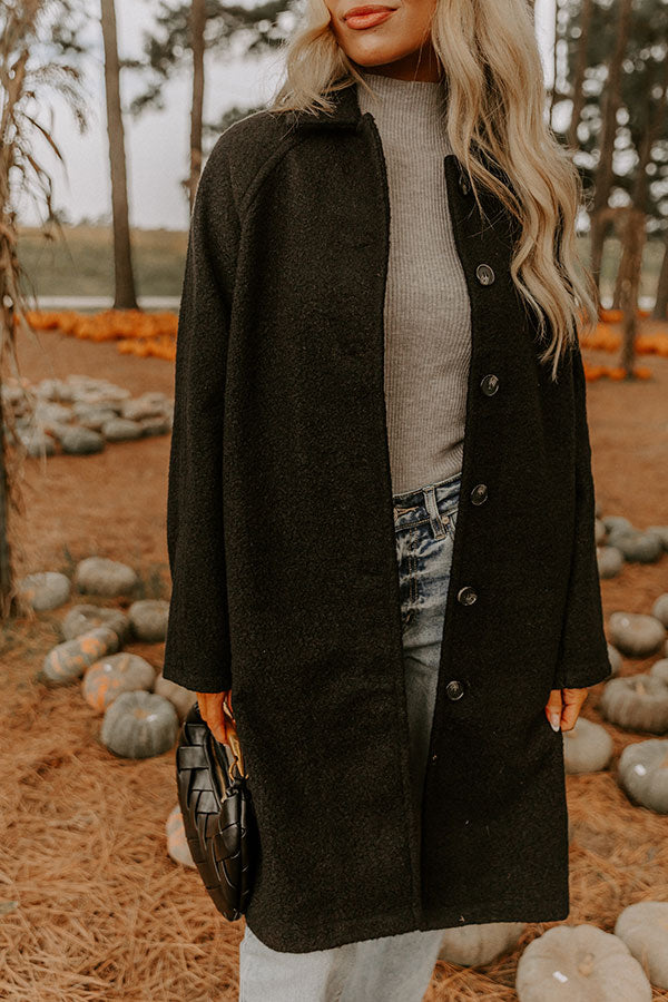 Madison Avenue Muse Boucle Button Down Coat in Black Image 3