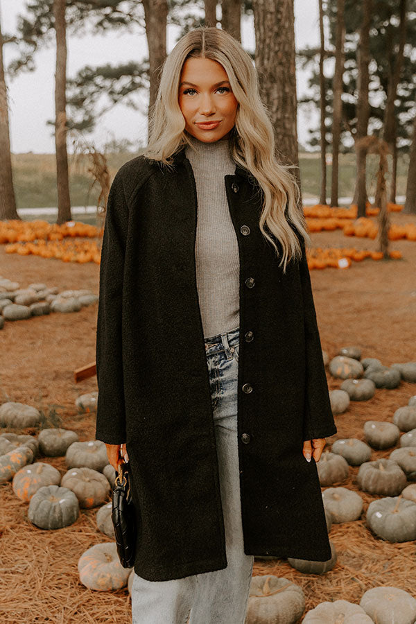 Madison Avenue Muse Boucle Button Down Coat in Black Image 2