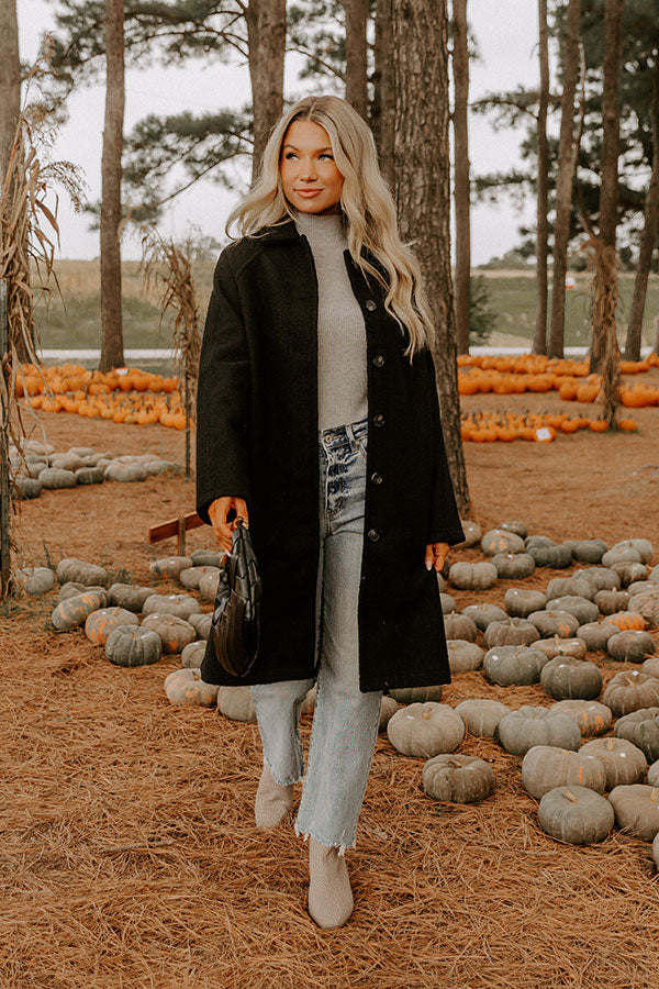 Madison Avenue Muse Boucle Button Down Coat in Black Image 4