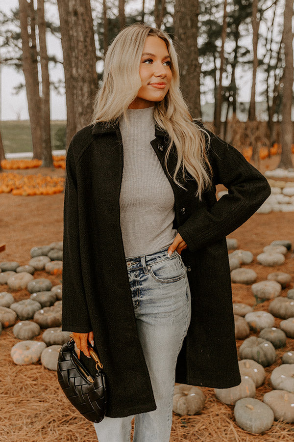 Madison Avenue Muse Boucle Button Down Coat in Black Image 5