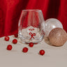 Slant Collections Handblown Icon Wine Glass With Red Bows Image - 1