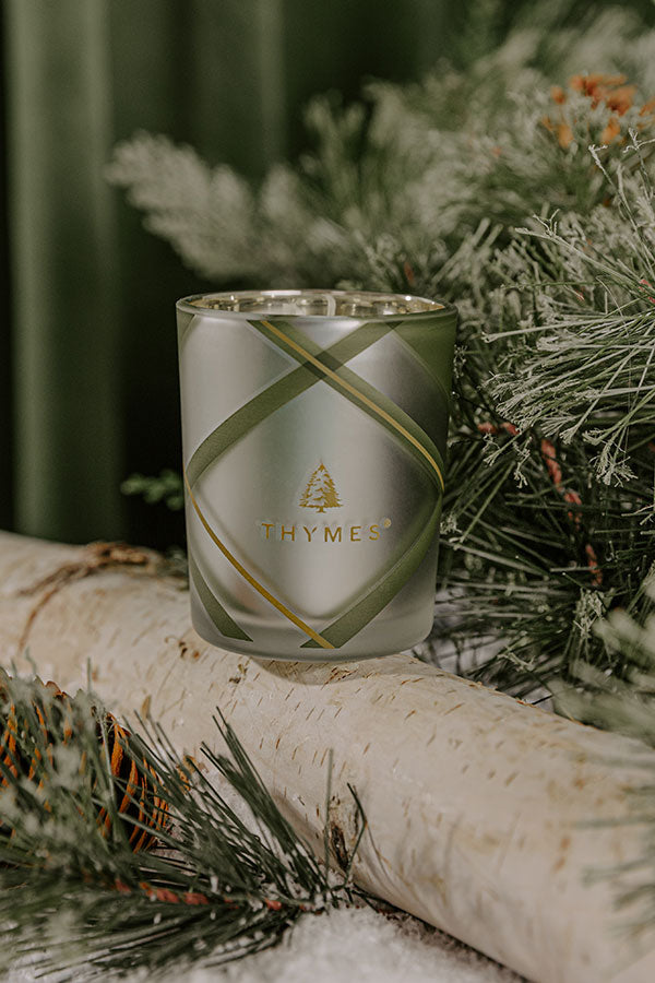 Thymes Frasier Fir Frosted Plaid Votive Candle Image - 1