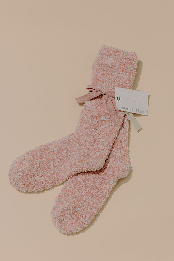 Barefoot Dreams CozyChic Heathered Crew Socks in Blush Image - 1