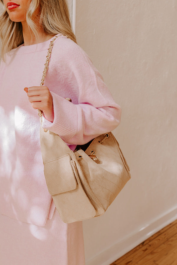 Willow Faux Suede Hobo Bag in Beige Image - 1