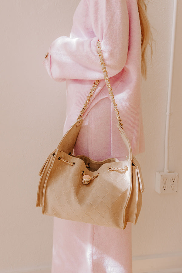 Willow Faux Suede Hobo Bag in Beige Image - 3