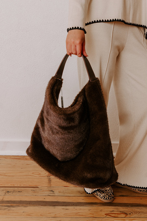 Chandler Plush Hobo Tote in Dark Chocolate Image - 1