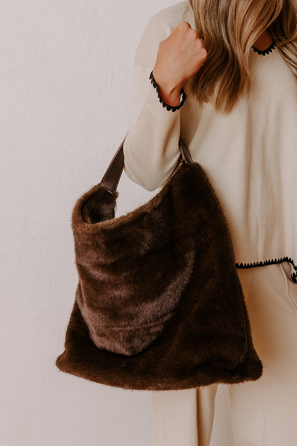 Chandler Plush Hobo Tote in Dark Chocolate Image - 3