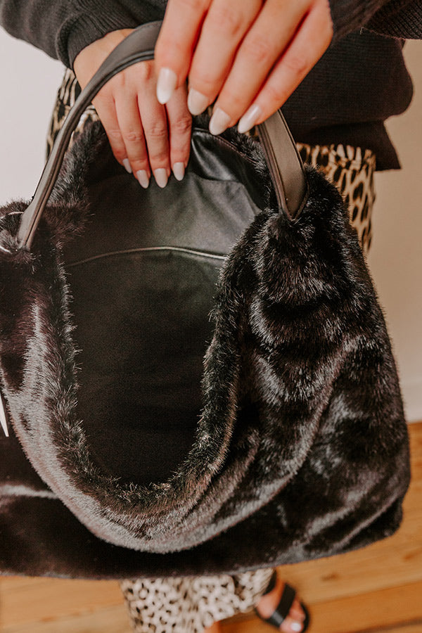 Chandler Plush Hobo Tote in Black Image - 3