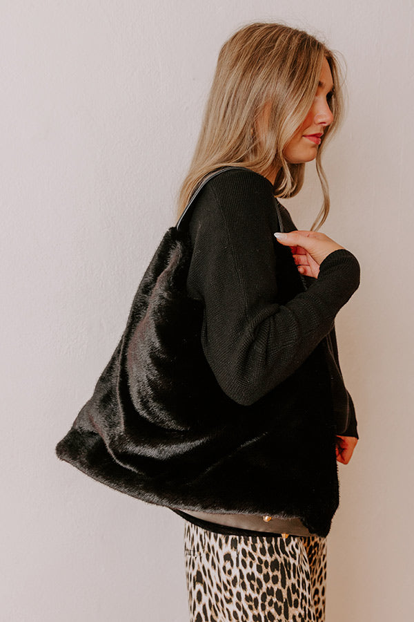 Chandler Plush Hobo Tote in Black Image - 2