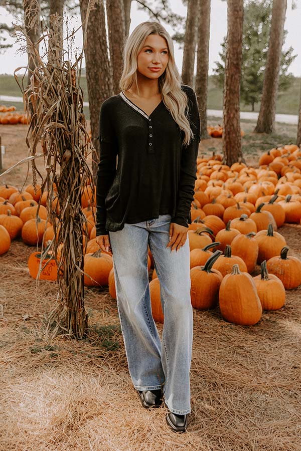 Everyday Ease Knit Henley Top in Black Image 5