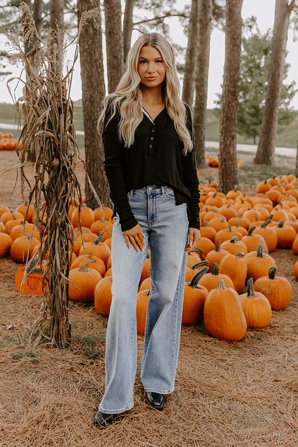 Everyday Ease Knit Henley Top in Black Image 2