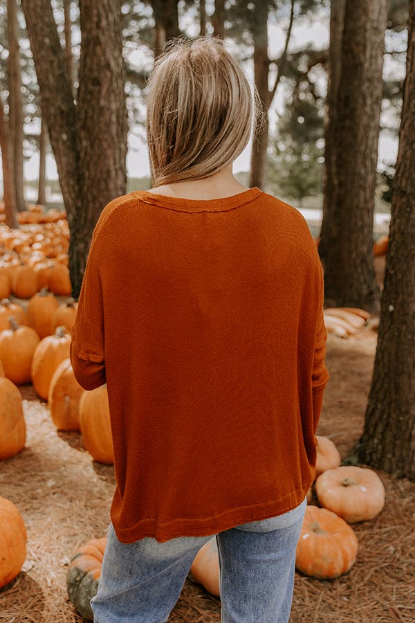 Everyday Ease Knit Henley Top in Rust Image 5