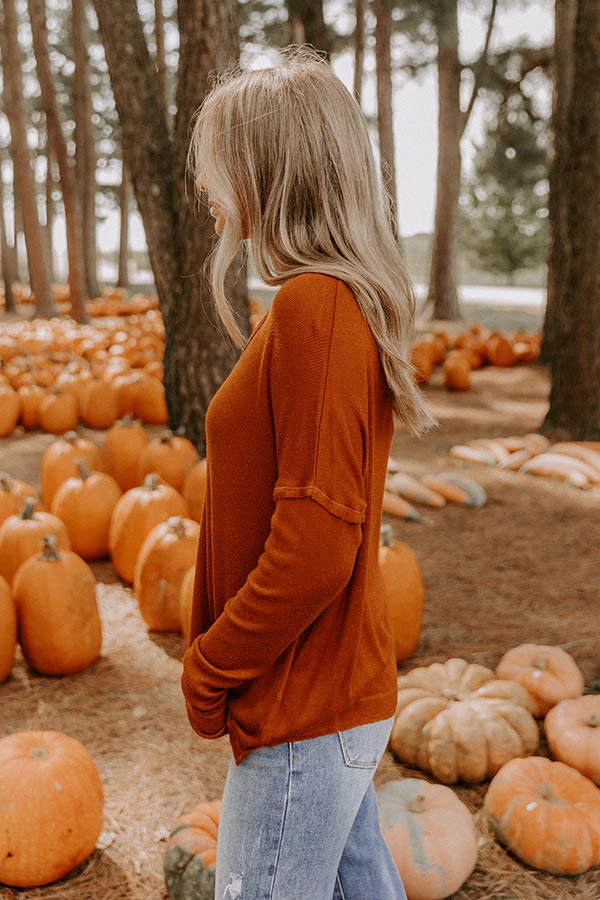 Everyday Ease Knit Henley Top in Rust Image 4