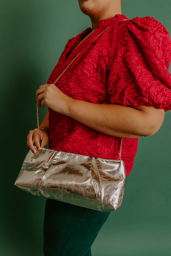 Franny Faux Leather Metallic Clutch Image - 2