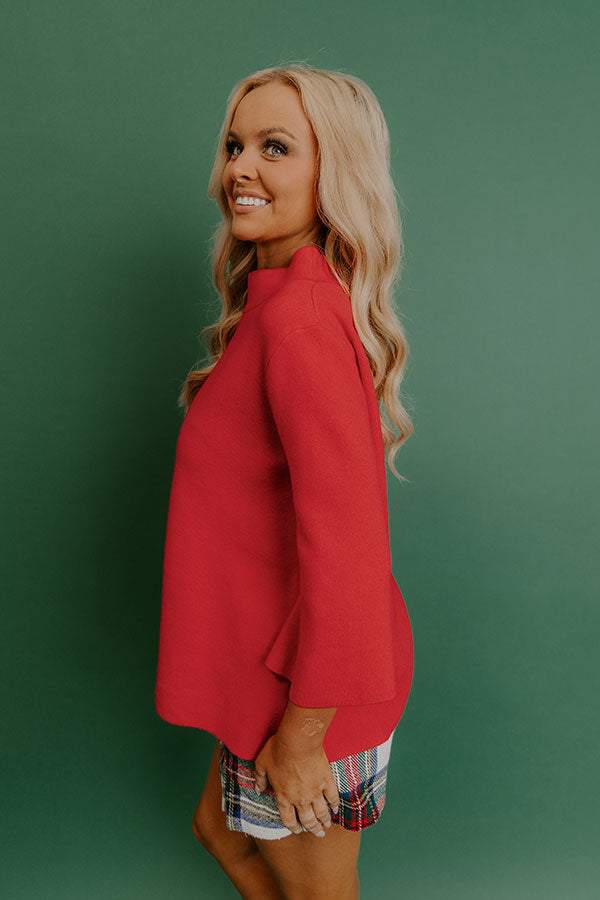 Simply Chic Sweater Top in Red Image - 3